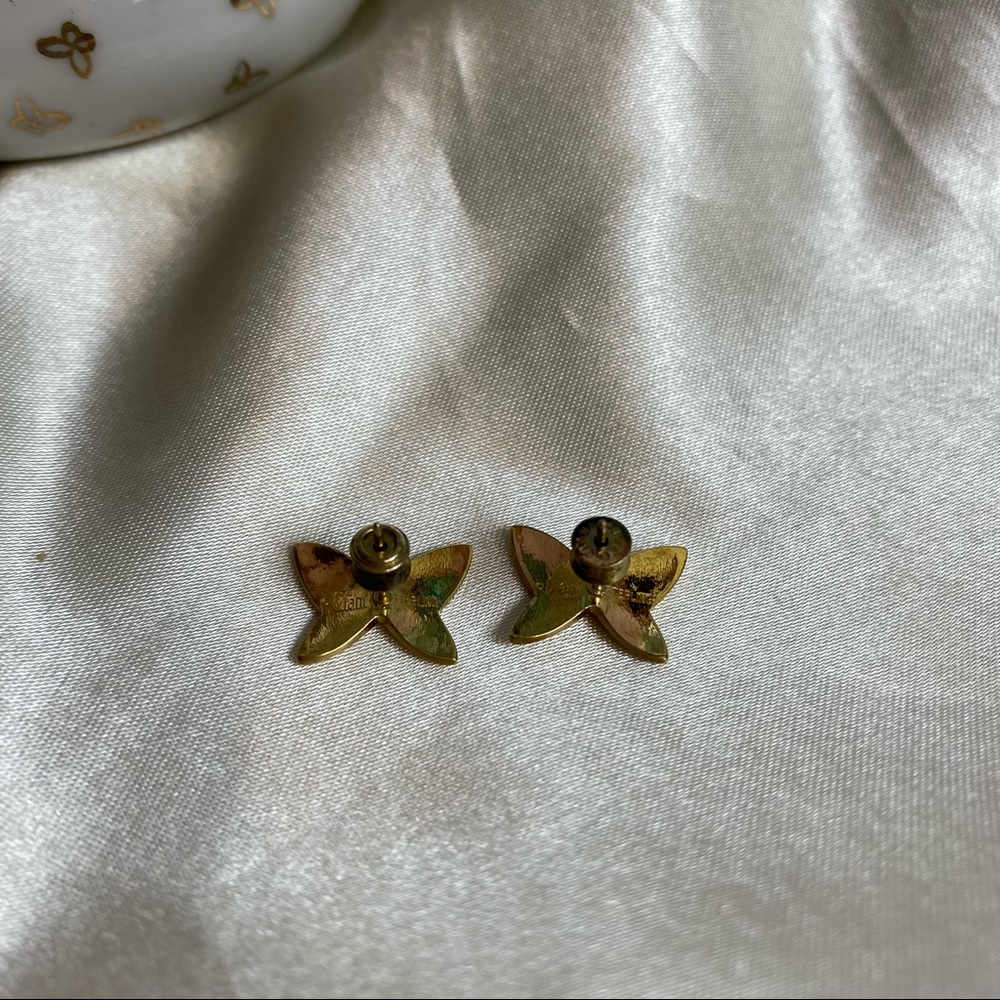 Vintage Sterling Silver Vermeil Butterfly Stud Earrings - Picture 10 of 10